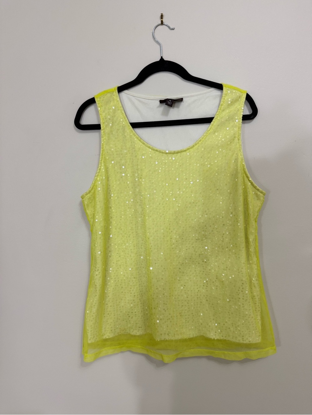 Dana Buchman Lace Tank Top Size XL Sequence On Bottom Tank, great condition